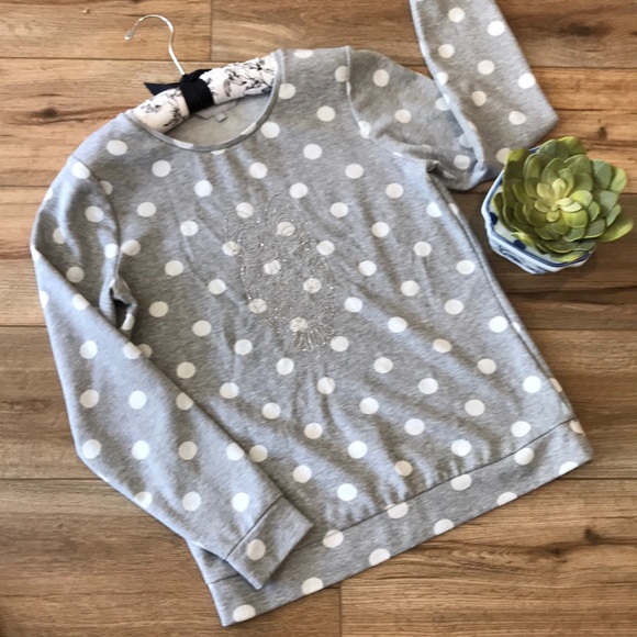 POLKA DOT GRAY SWEATSHIRT with Owl Detail Size M - Picture 14 of 14